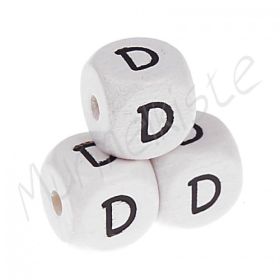 Letter beads white 10x10mm embossed 'D' 70 in stock 