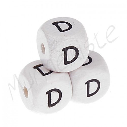 Buchstabenperlen weiß 10x10mm geprägt 'D' 217 auf Lager