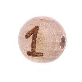 Letter beads 12mm with laser engraving - drilled horizontally '1' 175 in stock 