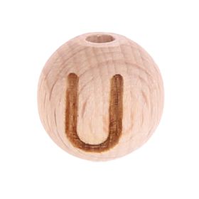 Letter beads 12mm with laser engraving - drilled vertically 'U' 102 in stock 