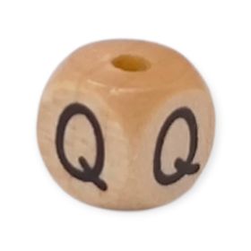 Vertikale Buchstabenwürfel Holz geprägt 10mm Buchstabenperlen 'Q' 243 auf Lager