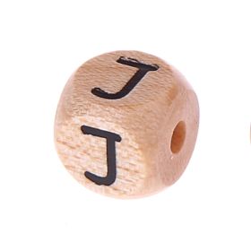 Letter beads letter cube wood embossed 10mm 'J' 543 in stock 