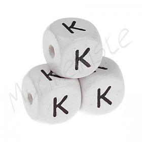 Buchstabenperlen weiß 10x10mm geprägt 'K' 362 auf Lager