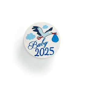 Motivperle Scheibe Baby 2025 'babyblau' 32 auf Lager