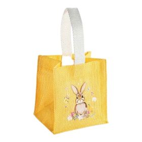 Bunte Tasche mit Hasen-Motiv in Jute-Look 'gelb' 6 auf Lager