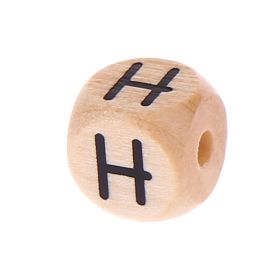 Letter beads letter cube wood embossed 10mm 'H' 828 in stock 