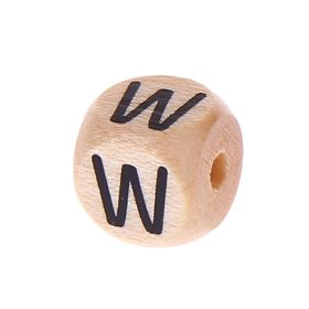 Letter beads letter cube wood embossed 10mm 'W' 6 in stock 