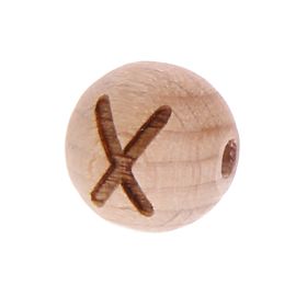 Letter beads 12mm with laser engraving - drilled horizontally 'X' 164 in stock 