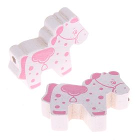 Horse motif bead 'white-baby pink' 103 in stock 