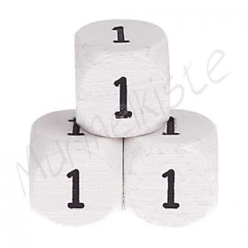 Buchstabenperlen weiß 10x10mm geprägt '1' 416 auf Lager