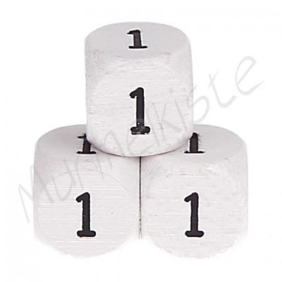 Buchstabenperlen weiß 10x10mm geprägt '1' 673 auf Lager