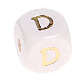 Letter beads white-gold 10mm x 10mm 'D' 238 in stock 