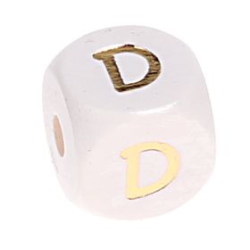 Buchstabenperlen weiss-gold 10mm x 10mm 'D' 590 auf Lager
