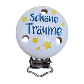 Schnullerclip "Schöne Träume" 'weiß' 10 auf Lager