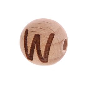 Letter beads 12mm with laser engraving - drilled horizontally 'W' 128 in stock 