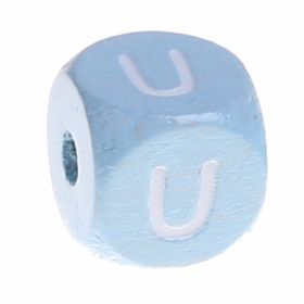 Buchstabenperlen babyblau 10x10mm 'U' 949 auf Lager