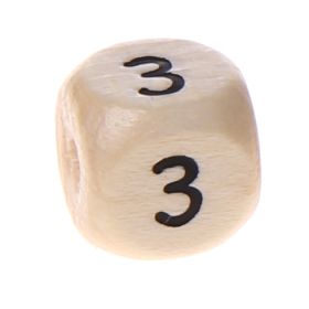 Zahlenperlen 10 mm geprägt '3' 68 auf Lager