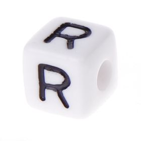 Plastic letter cube 10x10mm white/black - 10 pcs 'R' 390 in stock 