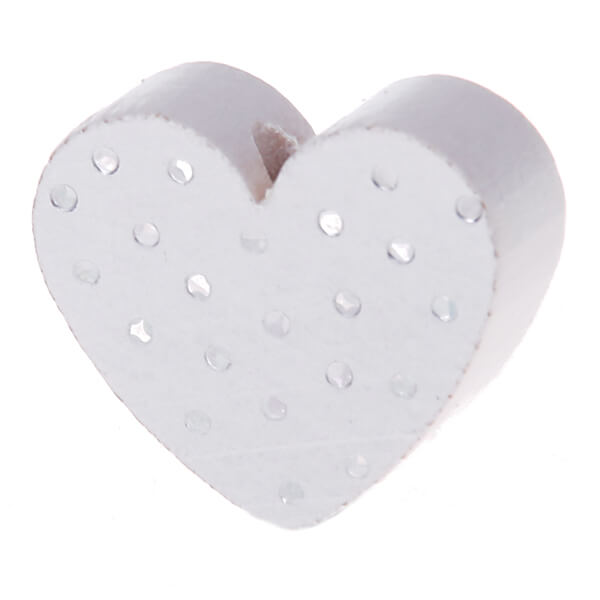 Heart motif bead with glitter dots 'white' 904 in stock 