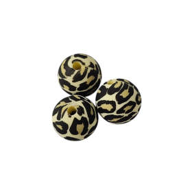 Silikonperle 12mm Muster 'leopard' 0 auf Lager