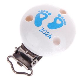 Schnullerclip Babyfüße 2024 'weiß-babyblau' 18 auf Lager