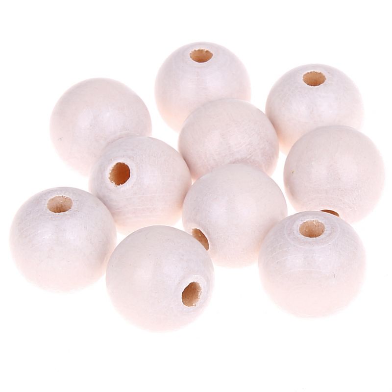 Holzperlen Perlmutt 12mm • 30 Stück 'weiß' 101 auf Lager