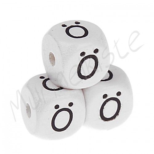 Buchstabenperlen weiß 10x10mm geprägt 'Ö' 444 auf Lager
