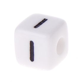 Buchstabenwürfel Kunststoff 10x10mm weiß/schwarz • 10 Stk 'I' 482 auf Lager
