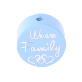 Motivperle/Holzperle "We Are Family" 'pastellblau' 563 auf Lager