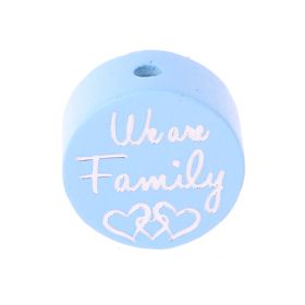 Motivperle Scheibe "We Are Family" 'pastellblau' 66 auf Lager