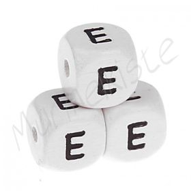 Letter beads white 10x10mm embossed 'E' 487 in stock 