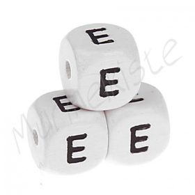 Letter beads white 10x10mm embossed 'E' 396 in stock 