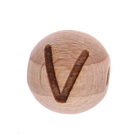 Letter beads 12mm with laser engraving - drilled horizontally 'V' 132 in stock 