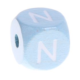 Buchstabenperlen babyblau 10x10mm 'N' 129 auf Lager