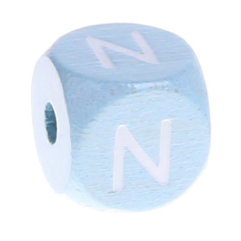 Buchstabenperlen babyblau 10x10mm 'N' 401 auf Lager