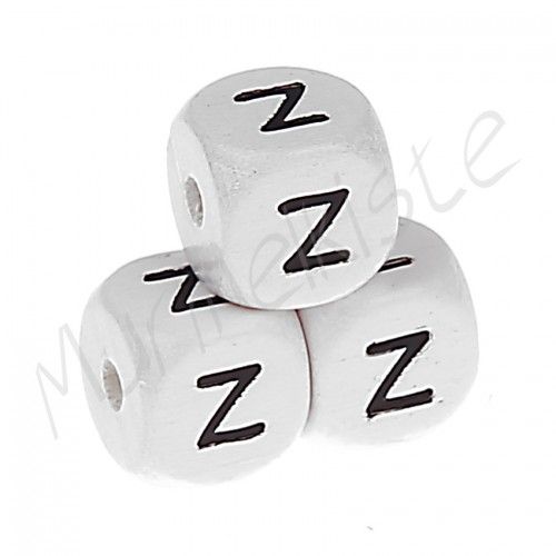 Buchstabenperlen weiß 10x10mm geprägt 'Z' 1076 auf Lager