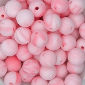 Silikonperle 12mm 'rosa marmor' 100 auf Lager