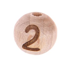 Letter beads 12mm with laser engraving - drilled vertically '2' 108 in stock 