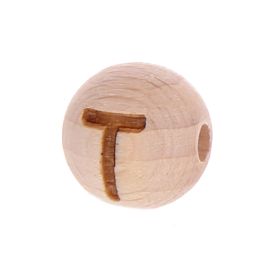 Letter beads 12mm with laser engraving - drilled horizontally 'T' 261 in stock 
