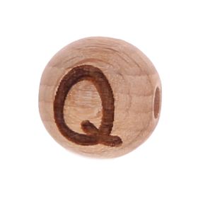 Letter beads 12mm with laser engraving - drilled horizontally 'Q' 207 in stock 