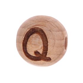 Letter beads 12mm with laser engraving - drilled horizontally 'Q' 190 in stock 