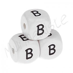 Buchstabenperlen weiß 10x10mm geprägt 'B' 106 auf Lager