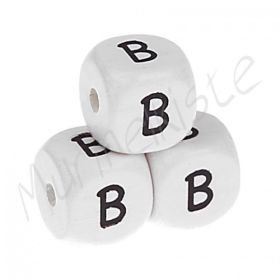 Letter beads white 10x10mm embossed 'B' 104 in stock 