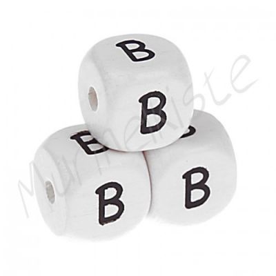 Buchstabenperlen weiß 10x10mm geprägt 'B' 485 auf Lager