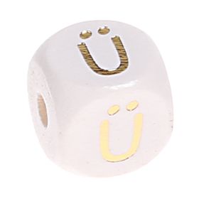 Buchstabenperlen weiss-gold 10mm x 10mm 'Ü' 18 auf Lager
