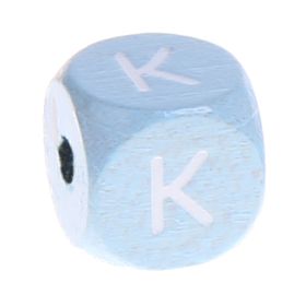 Letter beads baby blue 10x10mm 'K' 613 in stock 