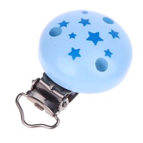 Schnullerclip Motiv Sternchen 'babyblau' 755 auf Lager