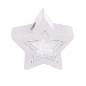 Glitter star motif bead 'white' 82 in stock 