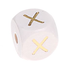 Buchstabenperlen weiss-gold 10mm x 10mm 'X' 48 auf Lager