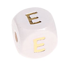 Buchstabenperlen weiss-gold 10mm x 10mm 'E' 1409 auf Lager